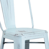 English Elm Commercial Grade Commercial Grade 30" High Distressed Metal Indoor-Outdoor Barstool with Back