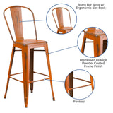 English Elm Commercial Grade Commercial Grade 30" High Distressed Metal Indoor-Outdoor Barstool with Back