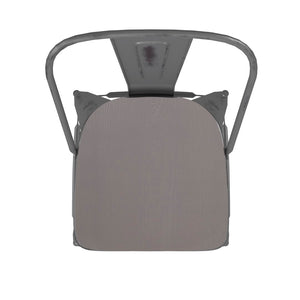 English Elm Commercial Grade Commercial Grade 30" High Silver Metal Indoor-Outdoor Barstool with Back with Poly Resin Wood Seat