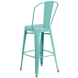 English Elm Commercial Grade Commercial Grade 30" High Metal Indoor-Outdoor Barstool with Back