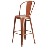 English Elm Commercial Grade Commercial Grade 30" High Metal Indoor-Outdoor Barstool with Back