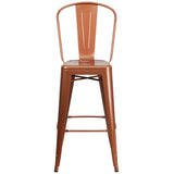 English Elm Commercial Grade Commercial Grade 30" High Metal Indoor-Outdoor Barstool with Back