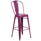 English Elm Commercial Grade Commercial Grade 30" High Metal Indoor-Outdoor Barstool with Back