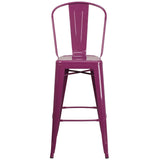 English Elm Commercial Grade Commercial Grade 30" High Metal Indoor-Outdoor Barstool with Back