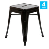 English Elm Commercial Grade 18" Table Height Stool, Stackable Backless Metal Indoor Dining Stool, Commercial Grade Restaurant Stool in - Set of 4