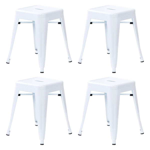 English Elm Commercial Grade 18" Table Height Stool, Stackable Backless Metal Indoor Dining Stool, Commercial Grade Restaurant Stool in - Set of 4