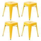 English Elm Commercial Grade 18" Table Height Stool, Stackable Backless Metal Indoor Dining Stool, Commercial Grade Restaurant Stool in - Set of 4