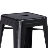 English Elm Commercial Grade Commercial Grade 24" High Backless Distressed Metal Indoor-Outdoor Counter Height Stool