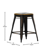 English Elm Commercial Grade Commercial Grade 24" High Backless Distressed Metal Indoor-Outdoor Counter Height Stool