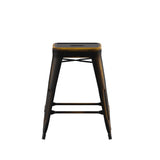 English Elm Commercial Grade Commercial Grade 24" High Backless Distressed Metal Indoor-Outdoor Counter Height Stool