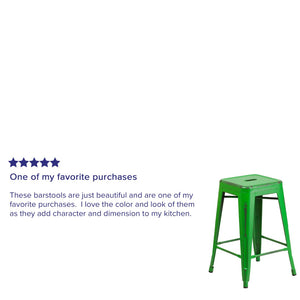English Elm Commercial Grade Commercial Grade 24" High Backless Distressed Metal Indoor-Outdoor Counter Height Stool