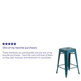 English Elm Commercial Grade Commercial Grade 24" High Backless Distressed Metal Indoor-Outdoor Counter Height Stool