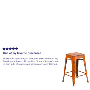 English Elm Commercial Grade Commercial Grade 24" High Backless Distressed Metal Indoor-Outdoor Counter Height Stool