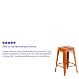 English Elm Commercial Grade Commercial Grade 24" High Backless Distressed Metal Indoor-Outdoor Counter Height Stool