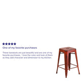 English Elm Commercial Grade Commercial Grade 24" High Backless Distressed Metal Indoor-Outdoor Counter Height Stool