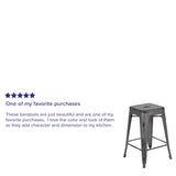 English Elm Commercial Grade Commercial Grade 24" High Backless Distressed Metal Indoor-Outdoor Counter Height Stool