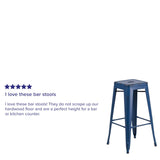 English Elm Commercial Grade Commercial Grade 30" High Backless Distressed Metal Indoor-Outdoor Barstool