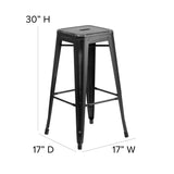 English Elm Commercial Grade Commercial Grade 30" High Backless Distressed Metal Indoor-Outdoor Barstool