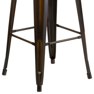 English Elm Commercial Grade Commercial Grade 30" High Backless Distressed Metal Indoor-Outdoor Barstool