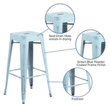 English Elm Commercial Grade Commercial Grade 30" High Backless Distressed Metal Indoor-Outdoor Barstool