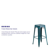 English Elm Commercial Grade Commercial Grade 30" High Backless Distressed Metal Indoor-Outdoor Barstool