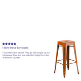 English Elm Commercial Grade Commercial Grade 30" High Backless Distressed Metal Indoor-Outdoor Barstool