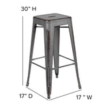 English Elm Commercial Grade Commercial Grade 30" High Backless Distressed Metal Indoor-Outdoor Barstool