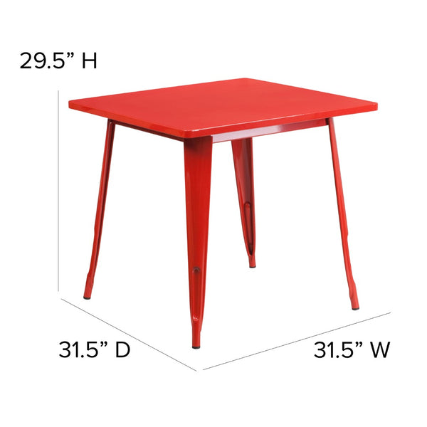 English Elm Commercial Grade Commercial Grade 31.5" Square Metal Indoor-Outdoor Table