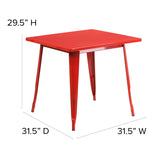 English Elm Commercial Grade Commercial Grade 31.5" Square Metal Indoor-Outdoor Table