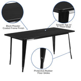 English Elm Commercial Grade Commercial Grade 31.5" x 63" Rectangular Metal Indoor-Outdoor Table