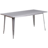 English Elm Commercial Grade Commercial Grade 31.5" x 63" Rectangular Metal Indoor-Outdoor Table