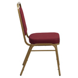 English Elm Commercial Grade Series Trapezoidal Back Stacking Banquet Chair in Patterned Fabric - Gold Frame