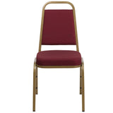 English Elm Commercial Grade Series Trapezoidal Back Stacking Banquet Chair in Patterned Fabric - Gold Frame