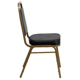 English Elm Commercial Grade Series Trapezoidal Back Stacking Banquet Chair in Vinyl - Gold Frame