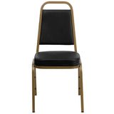 English Elm Commercial Grade Series Trapezoidal Back Stacking Banquet Chair in Vinyl - Gold Frame