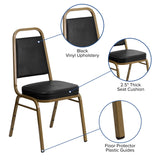 English Elm Commercial Grade Series Trapezoidal Back Stacking Banquet Chair in Vinyl - Gold Frame