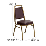 English Elm Commercial Grade Series Trapezoidal Back Stacking Banquet Chair in Vinyl - Gold Frame