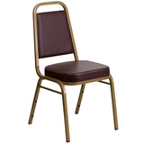 English Elm Commercial Grade Series Trapezoidal Back Stacking Banquet Chair in Vinyl - Gold Frame