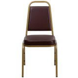 English Elm Commercial Grade Series Trapezoidal Back Stacking Banquet Chair in Vinyl - Gold Frame