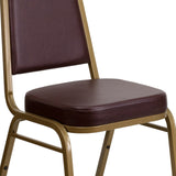 English Elm Commercial Grade Series Trapezoidal Back Stacking Banquet Chair in Vinyl - Gold Frame