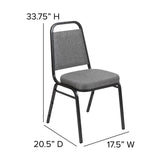 English Elm Commercial Grade Series Trapezoidal Back Stacking Banquet Chair with 2.5" Thick Seat in Fabric - Silver Vein Frame