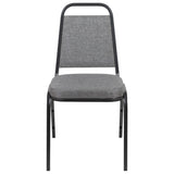 English Elm Commercial Grade Series Trapezoidal Back Stacking Banquet Chair with 2.5" Thick Seat in Fabric - Silver Vein Frame