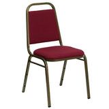 English Elm Commercial Grade Series Trapezoidal Back Stacking Banquet Chair in Fabric - Gold Vein Frame