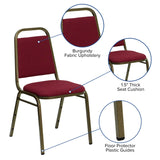 English Elm Commercial Grade Series Trapezoidal Back Stacking Banquet Chair in Fabric - Gold Vein Frame