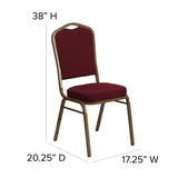 English Elm Commercial Grade Series Crown Back Stacking Banquet Chair in Fabric - Gold Frame