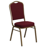 English Elm Commercial Grade Series Crown Back Stacking Banquet Chair in Fabric - Gold Frame