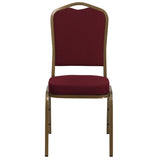 English Elm Commercial Grade Series Crown Back Stacking Banquet Chair in Fabric - Gold Frame