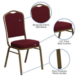 English Elm Commercial Grade Series Crown Back Stacking Banquet Chair in Fabric - Gold Frame