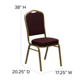 English Elm Commercial Grade Series Crown Back Stacking Banquet Chair in Patterned Fabric - Gold Frame