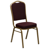 English Elm Commercial Grade Series Crown Back Stacking Banquet Chair in Patterned Fabric - Gold Frame